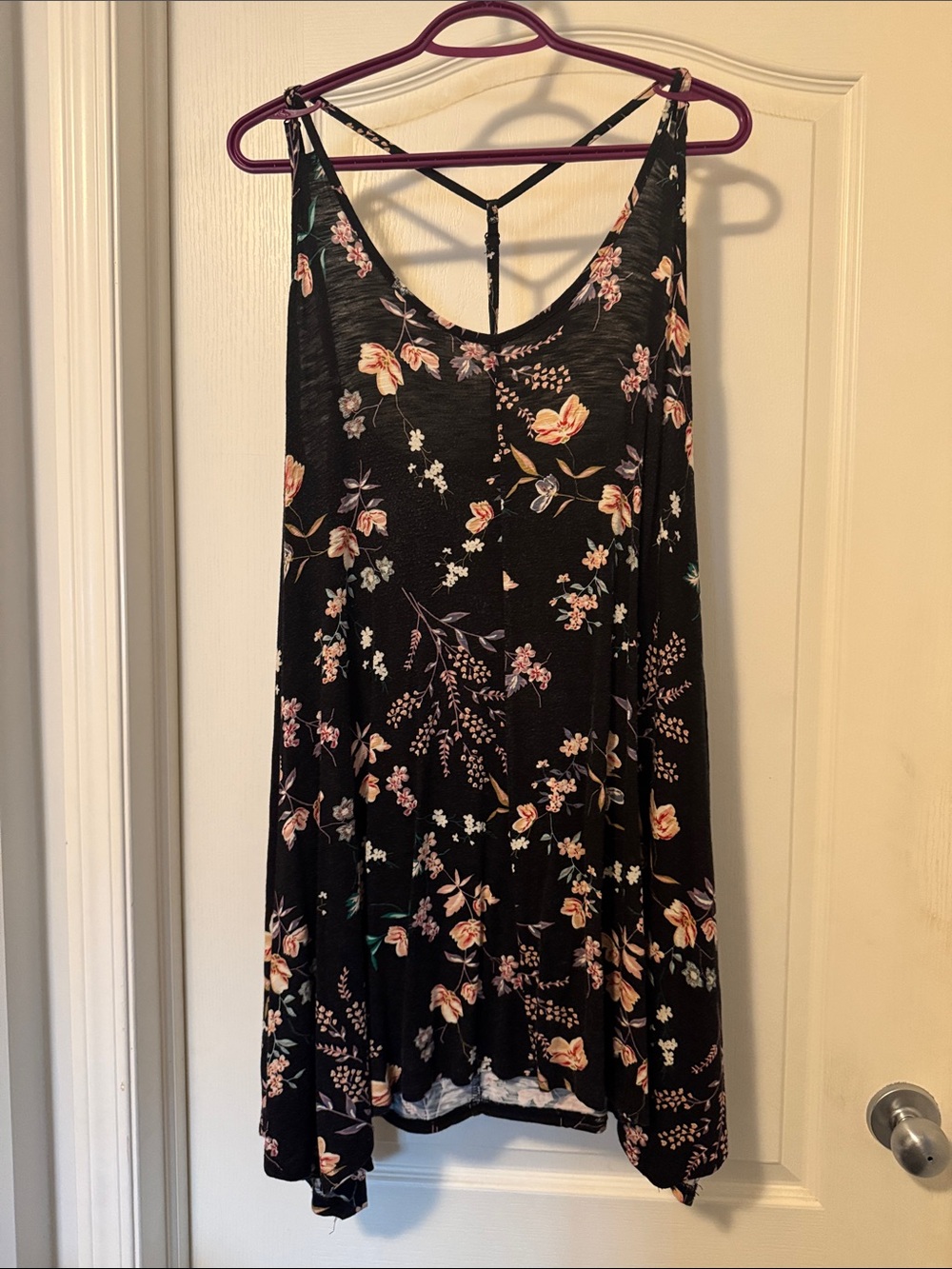 O'Neill Black Floral Mini Dress with Pink & Cream Blooms